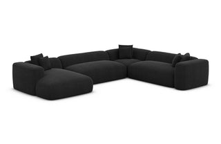 Stoff Wohnlandschaft Alcudia XXL in Strukturstoff und der Farbe Schwarz - Ausrichtung links