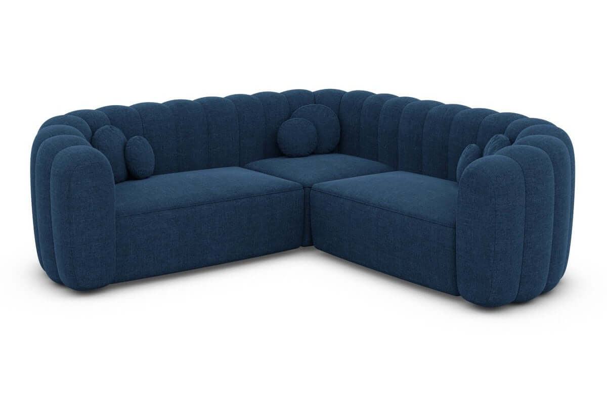 Stoff Ecksofa Almeria L-Form Blau
