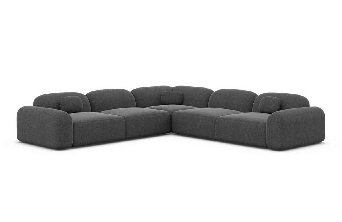 Ecksofa Barcelona L-Form aus Stoff Dunkelgrau