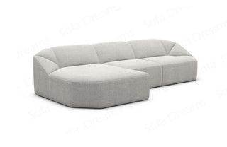 Polster Ecksofa Cabrera L-Form kurz in Strukturstoff und der Farbe Hellgrau - Ausrichtung links