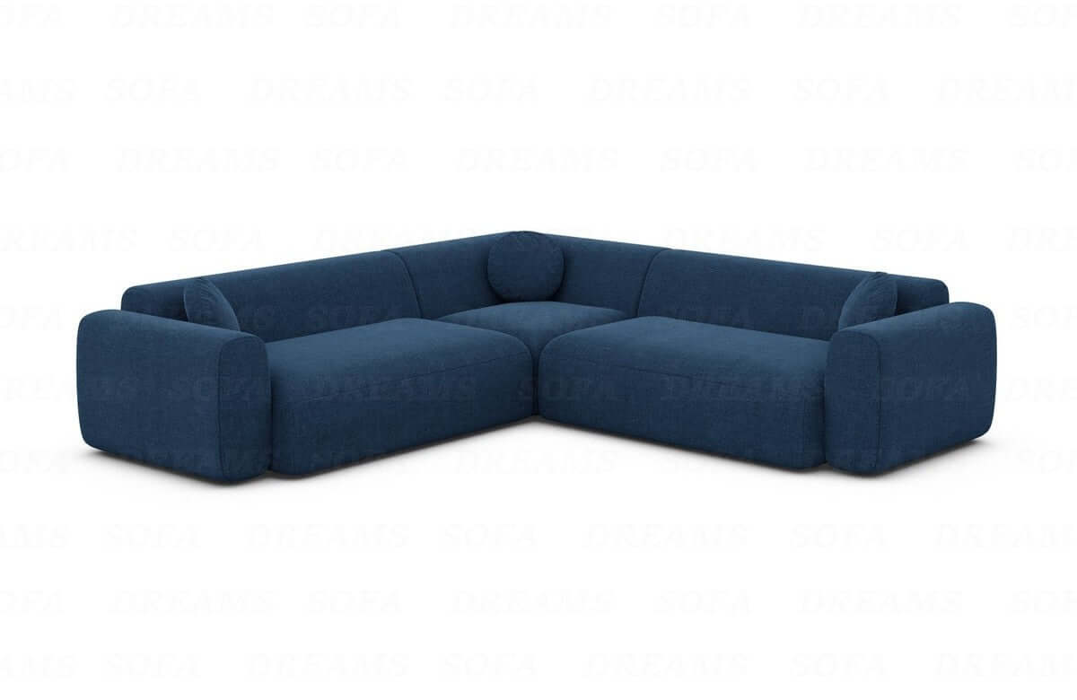 Ecksofa Cortegada L-Form aus Stoff Blau
