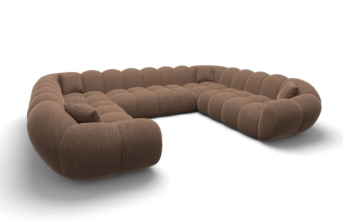 XXL Wohnlandschaft Maleron Panorama U-Form aus Stoff Braun