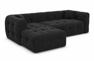 Stoff Ecksofa Sevilla L-Form Kurz in Strukturstoff und der Farbe Schwarz - Ausrichtung links
