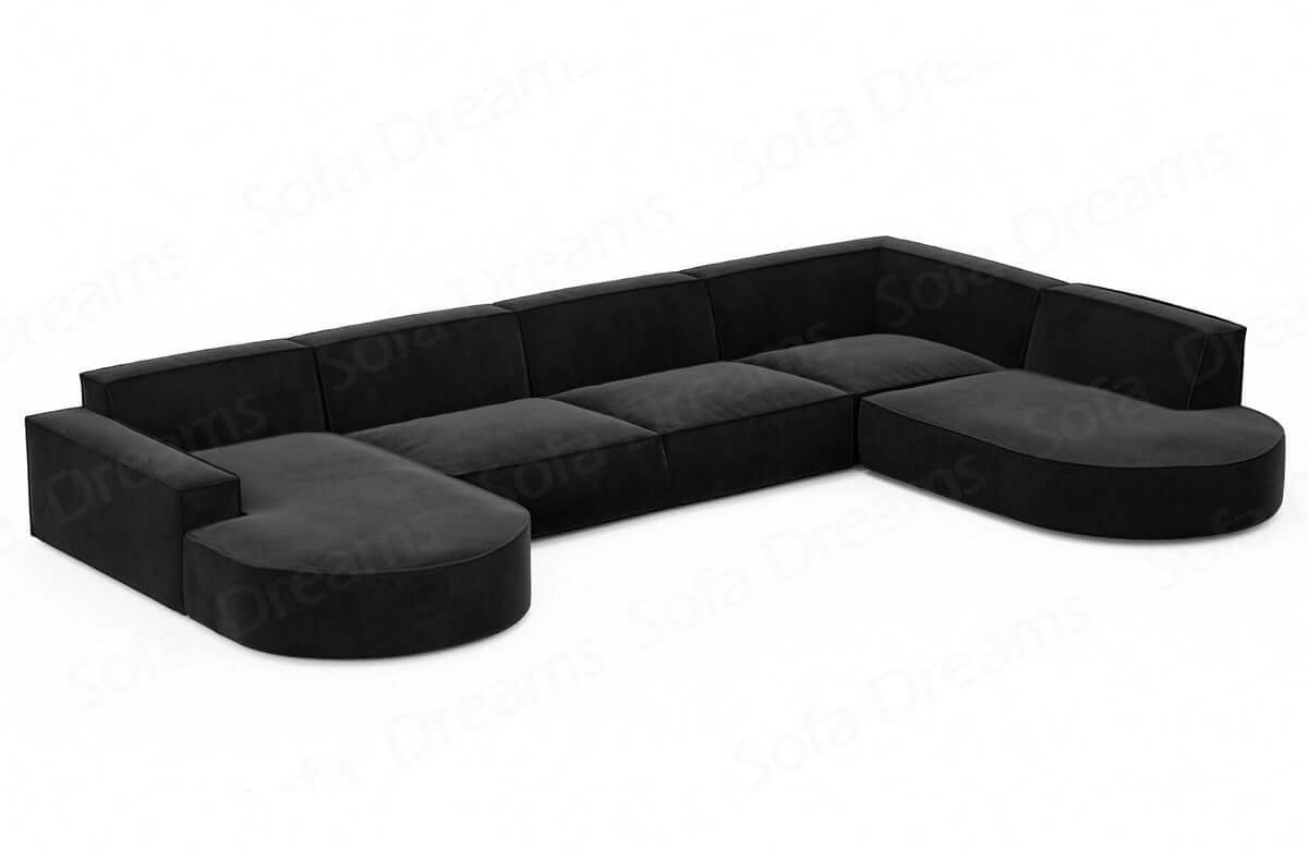 Wohnlandschaft Alegranza U-Form aus Stoff Schwarz