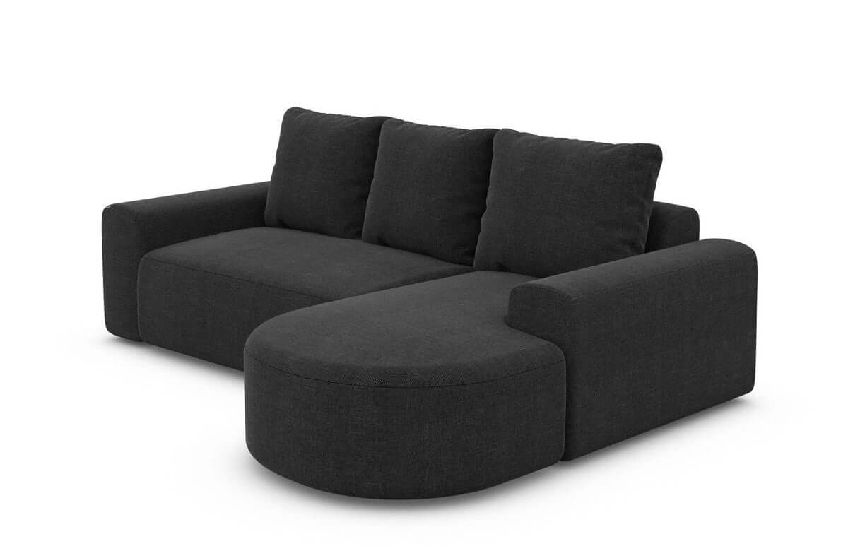 Couch Gomera L-Form in Stoff Kurz Schwarz