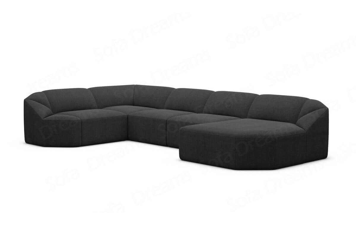 Wohnlandschaft Cabrera U-Form aus Stoff Schwarz