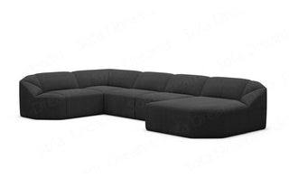 Wohnlandschaft Cabrera U-Form in Strukturstoff und der Farbe Schwarz - Ausrichtung rechts