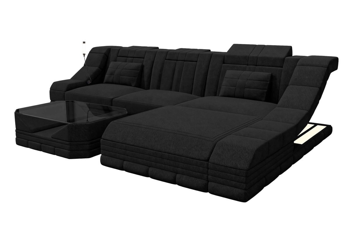 Ecksofa Turino L Form Stoffsofa Schwarz