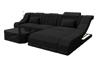 Ecksofa Turino L Form Stoffsofa, Material: Strukturstoff, Farbe: Schwarz