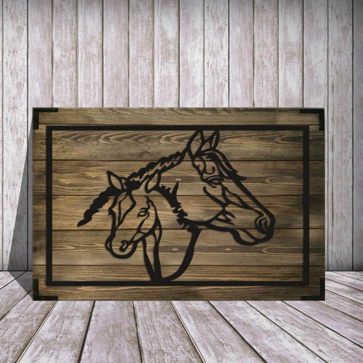 Wandbild Holz Pferde – Elegante Wandkunst für Wohnzimmer - Bild 3