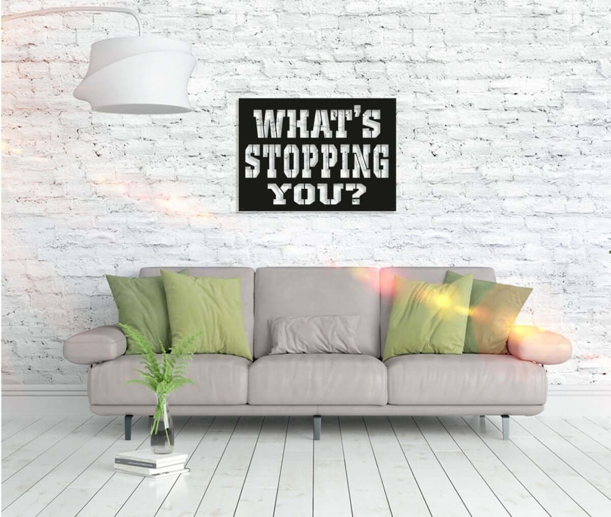 Metall Wandbild "What’s Stopping You?" für Wohnzimmer