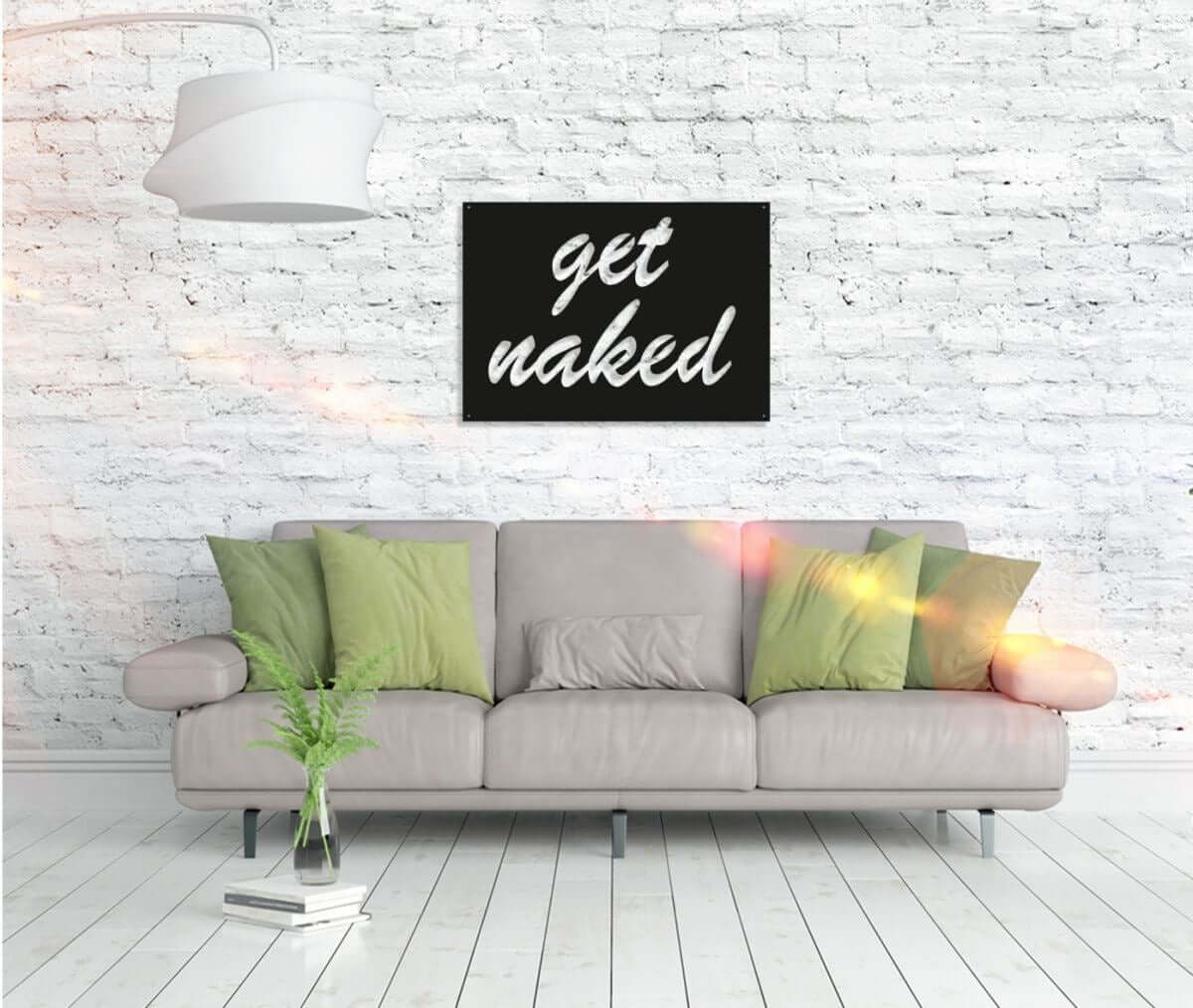 Metall Wandbild "Get Naked" – Stylische Wandkunst für Wohnzimmer