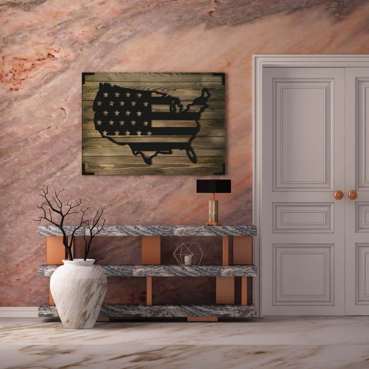 Wandbild Holz USA – Patriotic Wanddekoration für Wohnzimmer - Bild 1