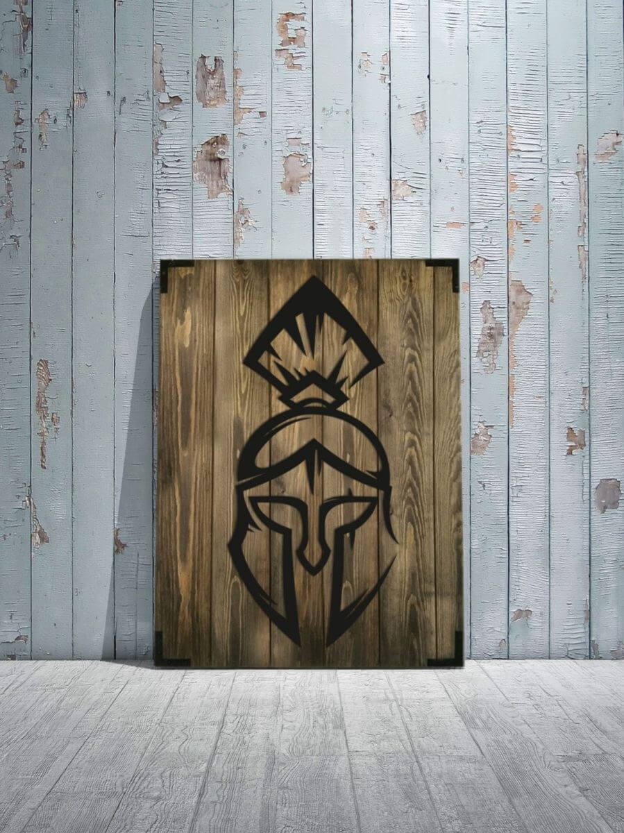 Wandbild Holz Ritterhelm – Edle Dekoration für Wohnzimmer - Bild 3