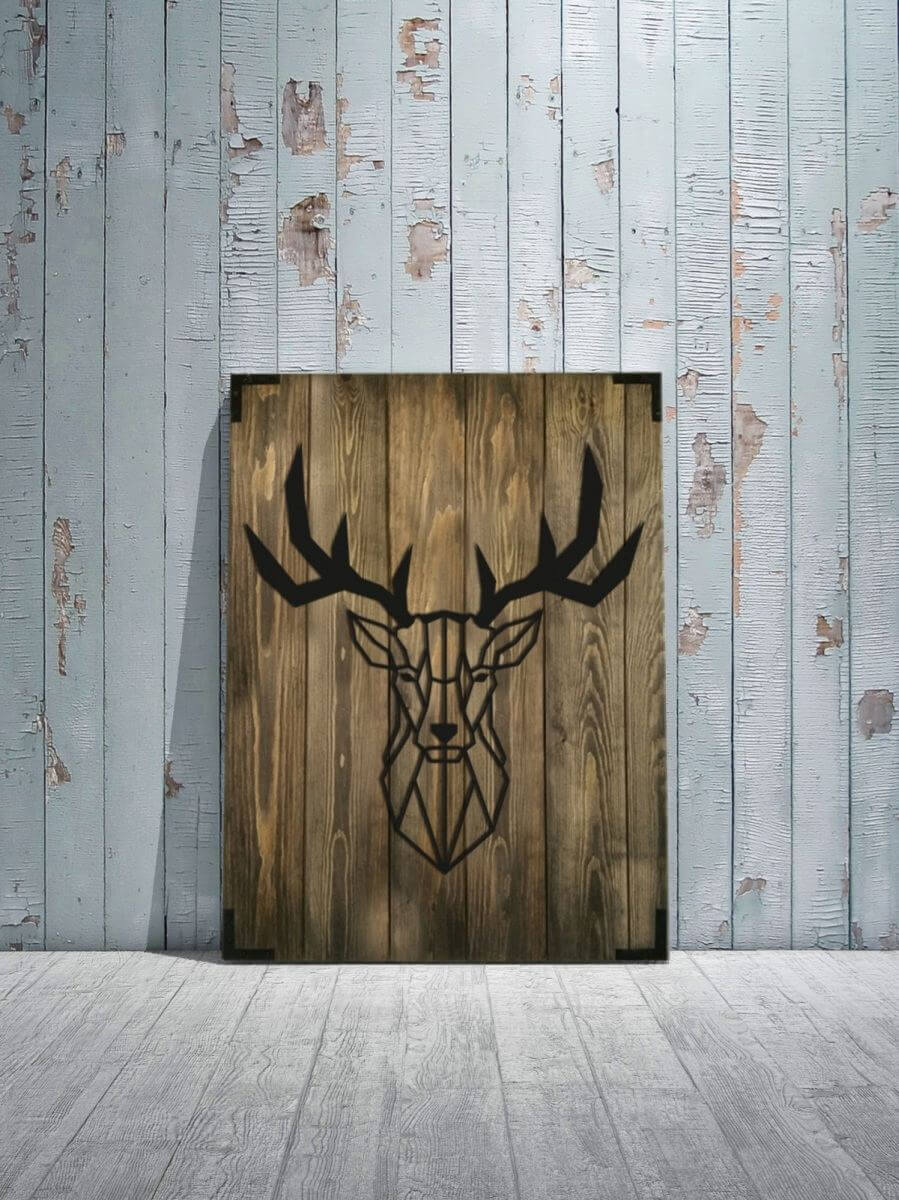 Wandbild Holz Hirsch – Rustikale Wanddekoration für Wohnzimmer - Bild 3