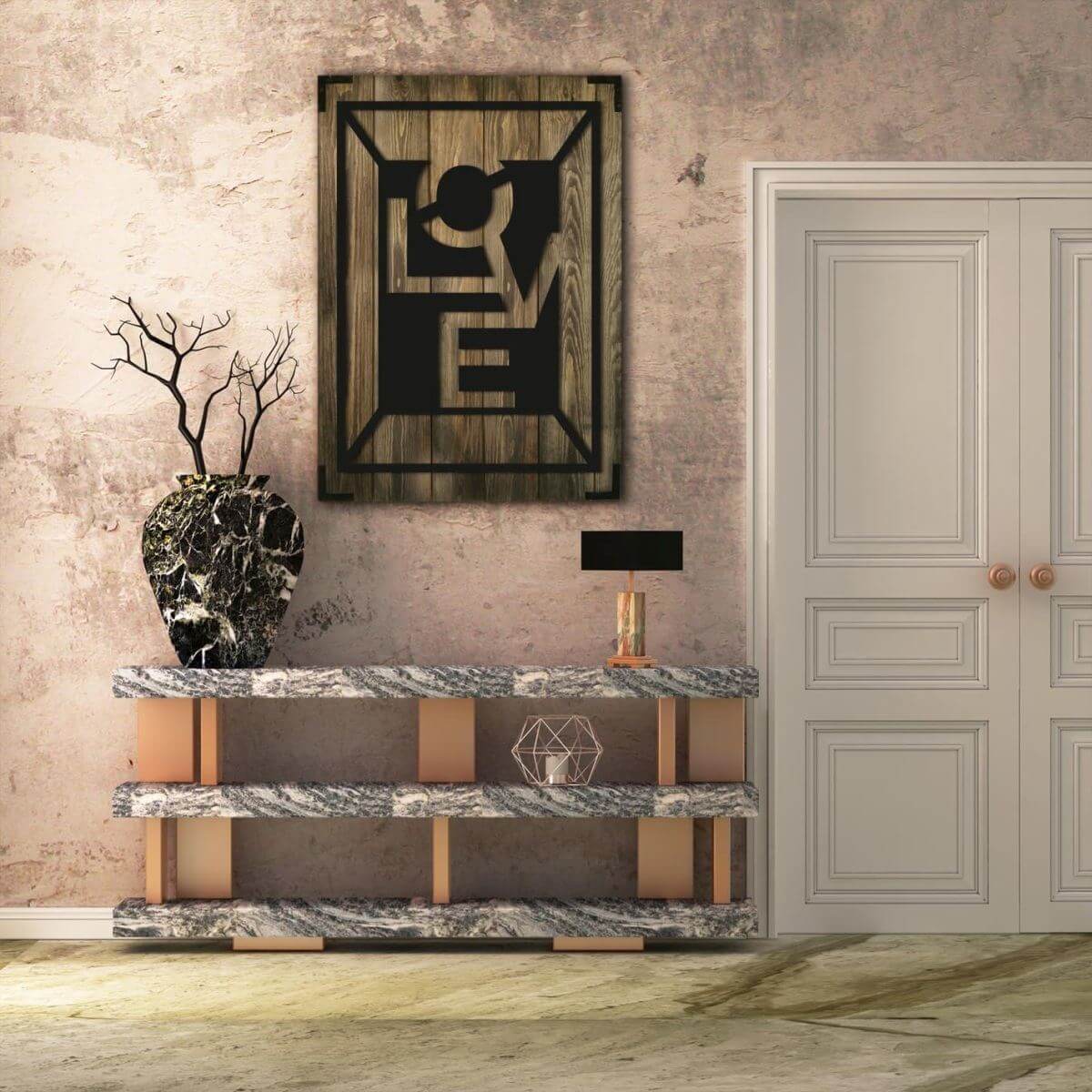 Wandbild Holz Love – Romantische Wandkunst für Wohnzimmer - Bild 1