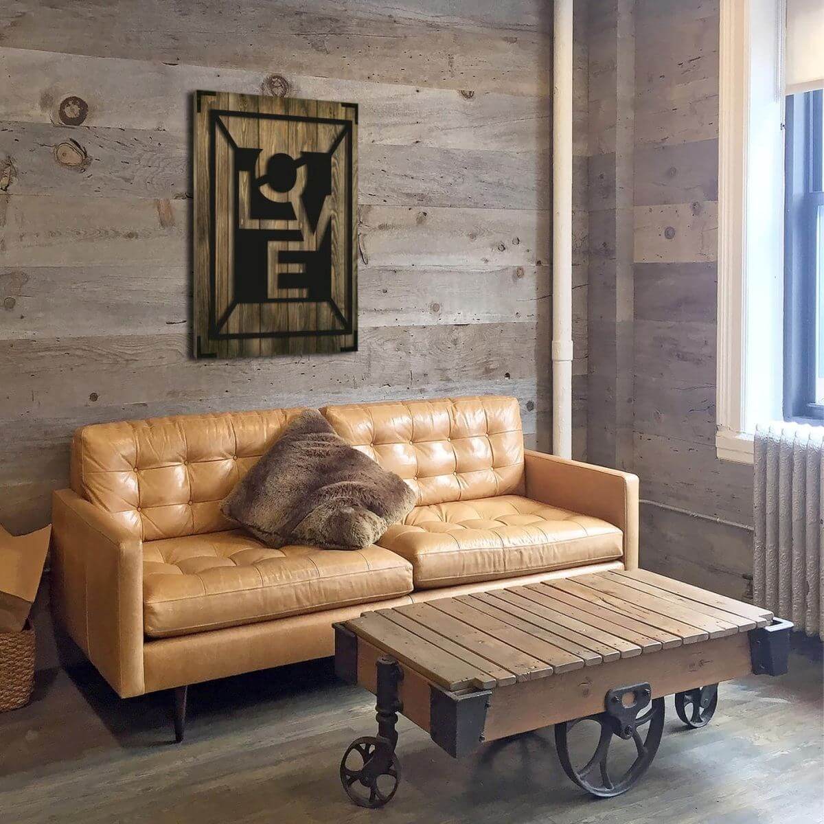 Wandbild Holz Love – Romantische Wandkunst für Wohnzimmer - Bild 2