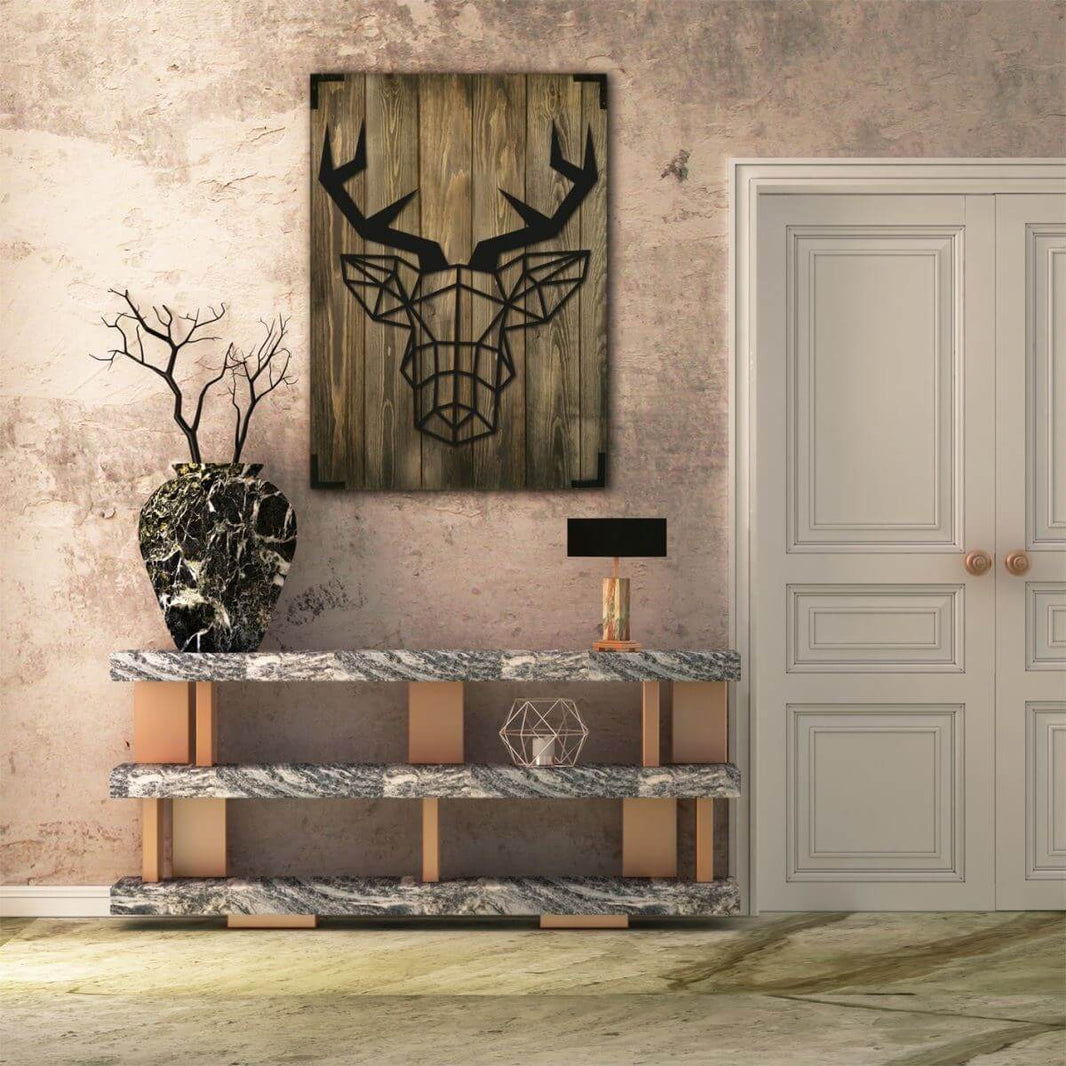 Wandbild Hirsch Holz