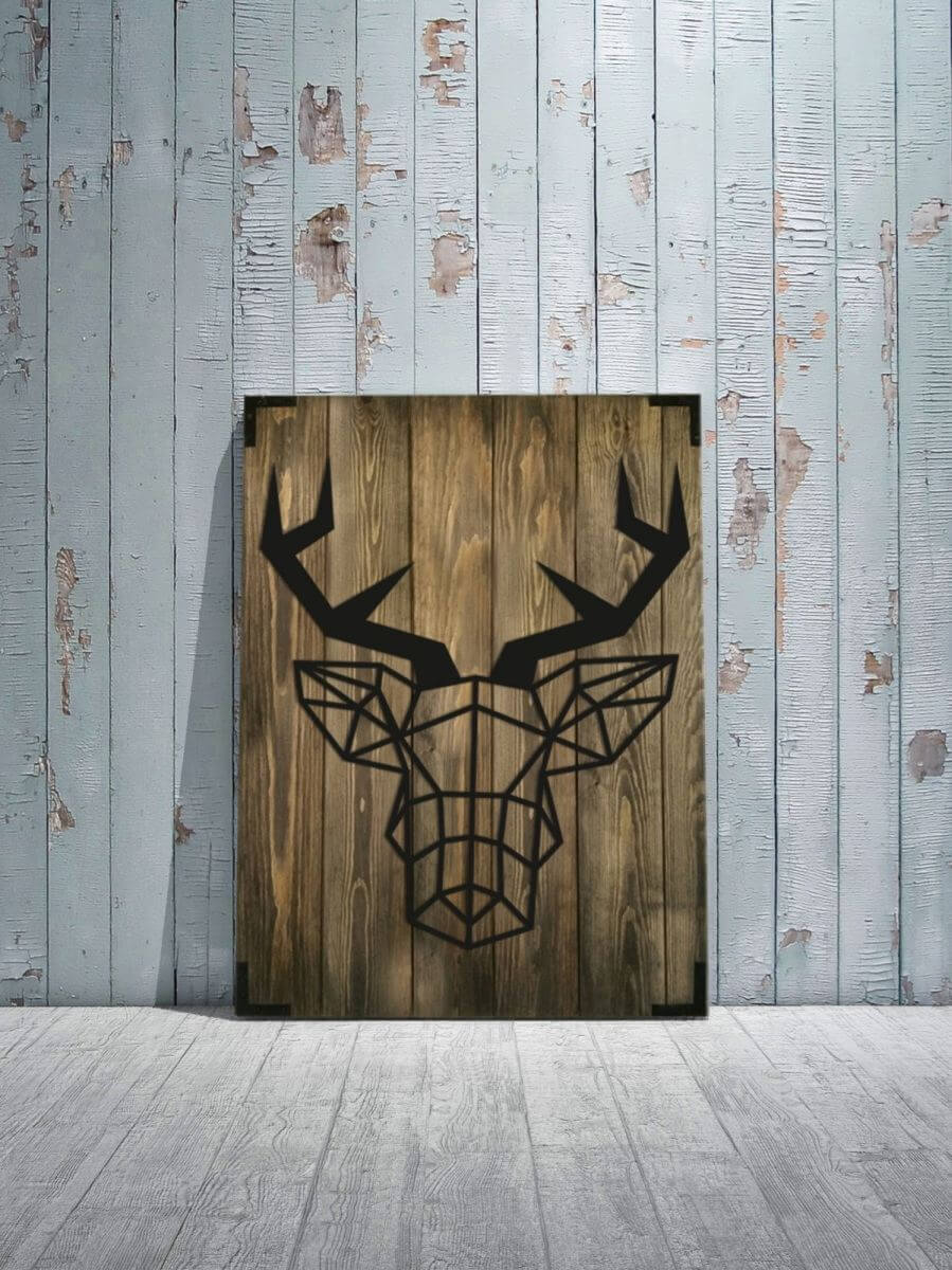 Wandbild Hirsch aus Holz – 50 × 70 cm für Wohnzimmer - Bild 3