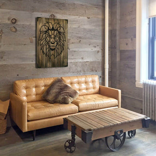 Wandbild Löwe aus Holz – 50 × 70 cm für Wohnzimmer - Bild 2
