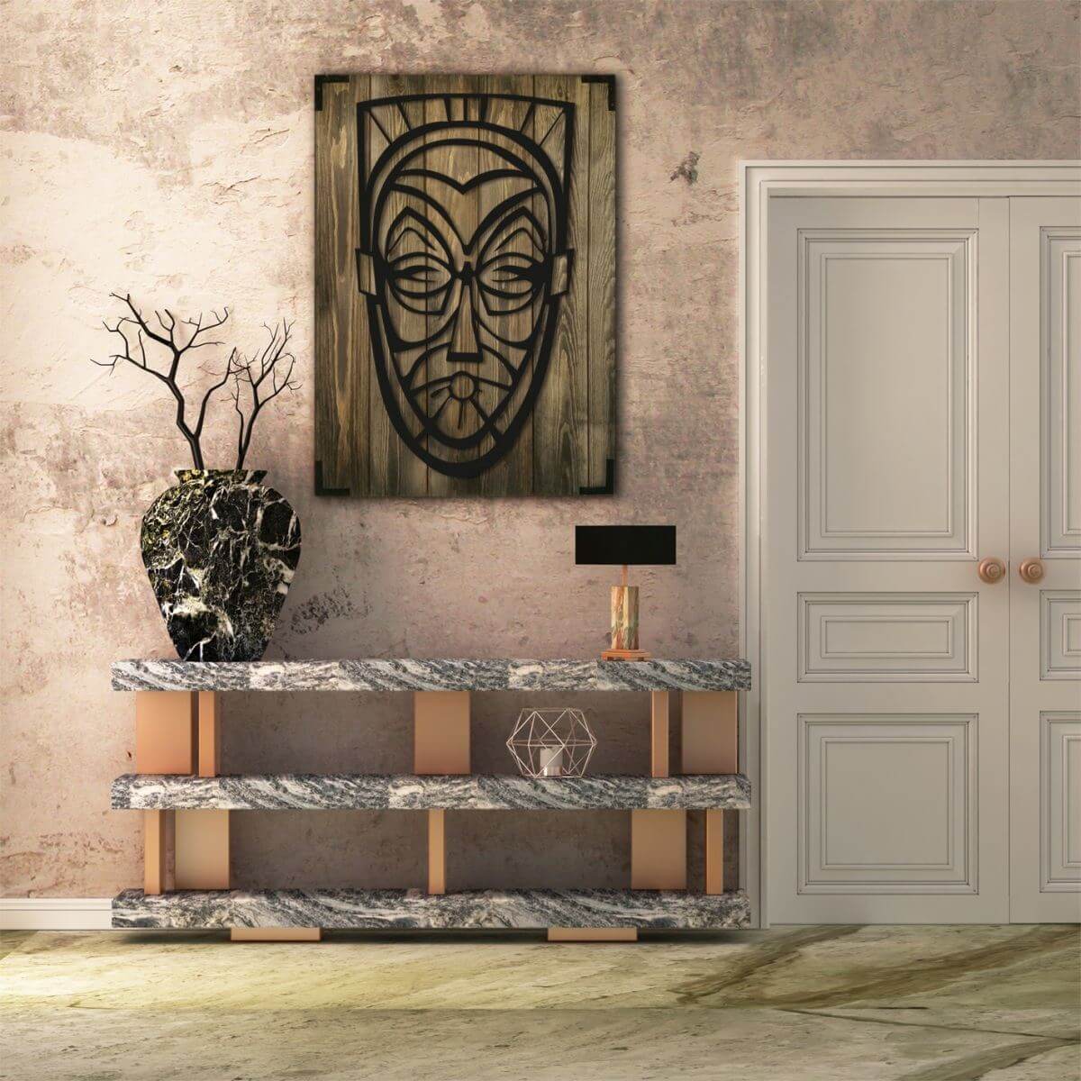 Wandbild Holz Maske – Exklusive Wanddeko für Wohnzimmer - Bild 1