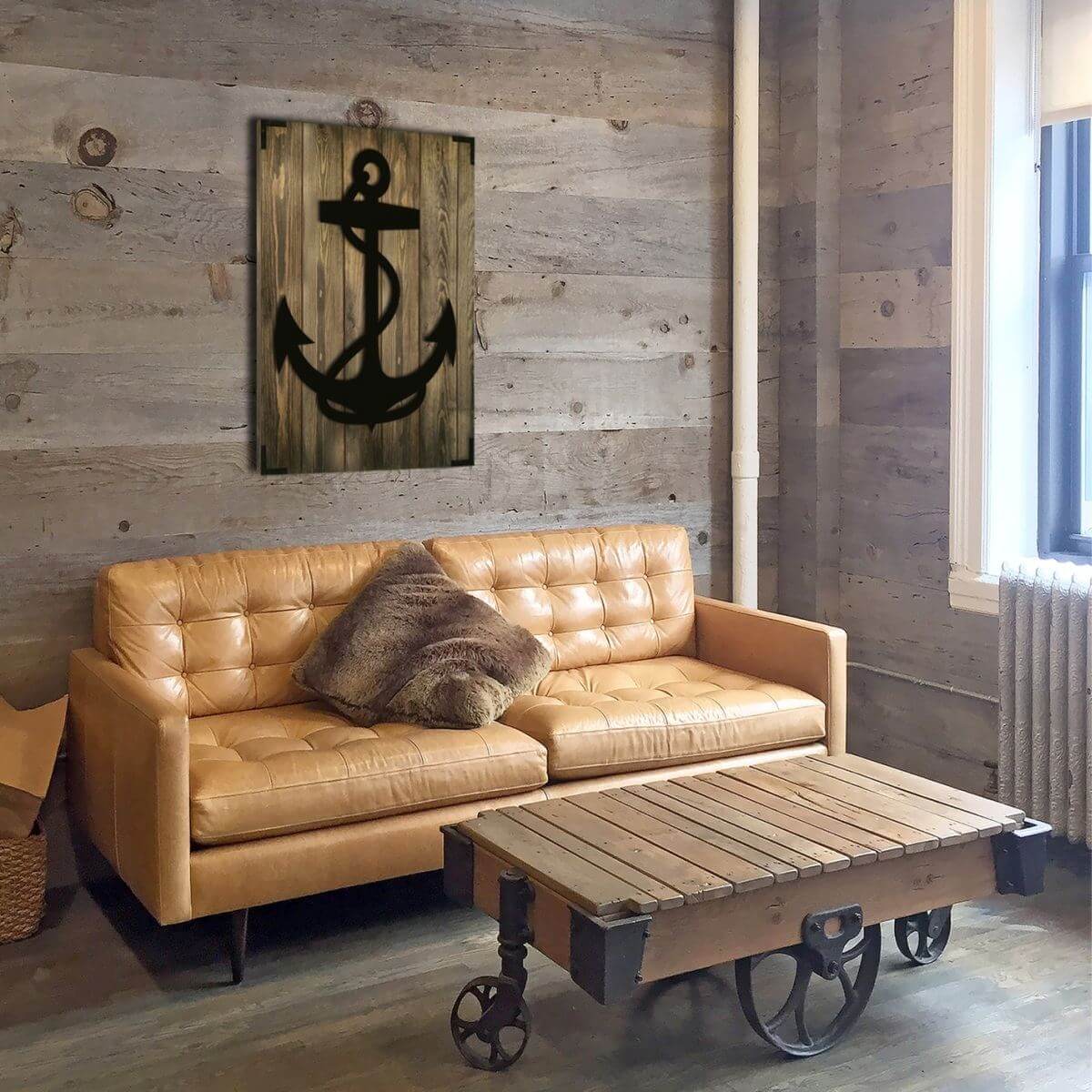 Wandbild Holz Anker – Maritimes Design für Wohnzimmer - Bild 2