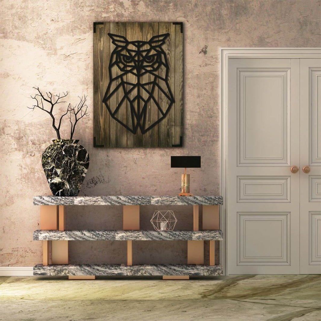 Wandbild Holz Eule Naturdesign