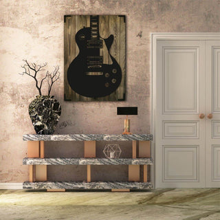 Wandbild Holz E-Gitarre – Musikdesign für Ihr Zuhause - Bild 1