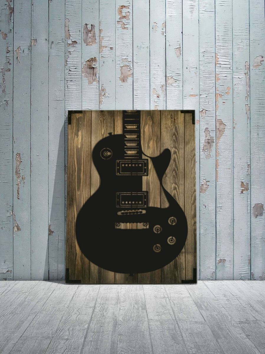 Wandbild Holz E-Gitarre – Musikdesign für Ihr Zuhause - Bild 3