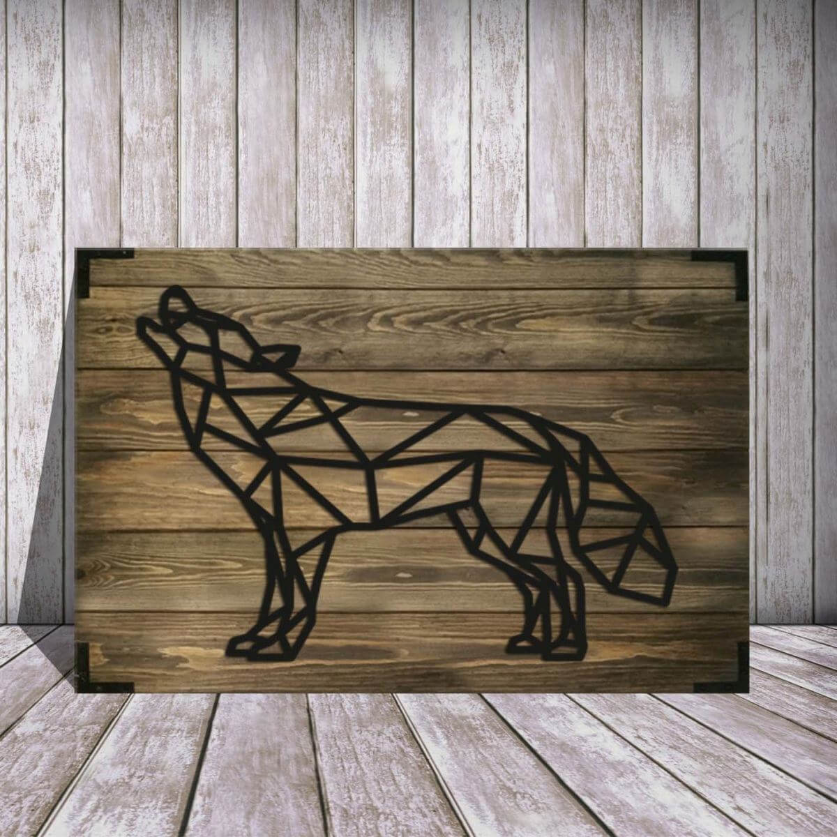 Wandbild Holz Wolf – Wilde Natur im Design für Wohnzimmer - Bild 3