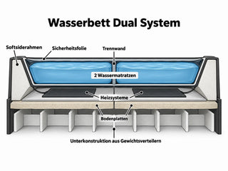 Wasserbett Fermo mit LED und markanter Struktur Beige-Weiß