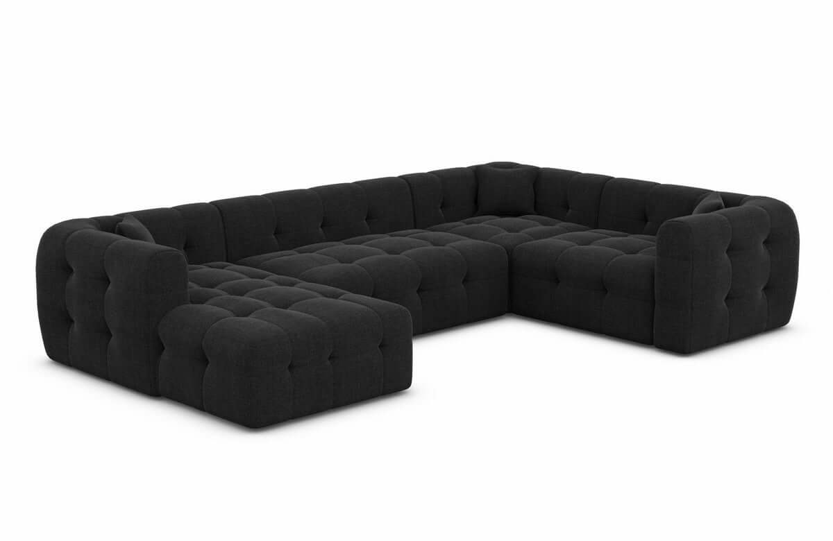 Couchlandschaft Sevilla U-Form in Stoff Schwarz