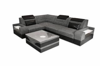 Polster Ecksofa Trivento L-Form Kurz – Modern & Bequem in Strukturstoff und der Farbe Grau und Schwarz - Ausrichtung links