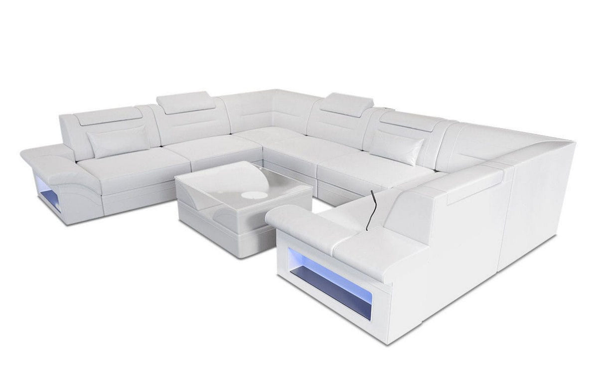 Sofa Brianza Luxurios U-Form in Leder weiß