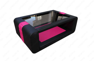 Designer Couchtisch Bellagio – Stilvolles Design in Schwarz und Pink aus Büffelleder und Kunstleder und Echtleder