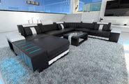 Mini XXL Wohnlandschaft Bellagio U-Form in Leder